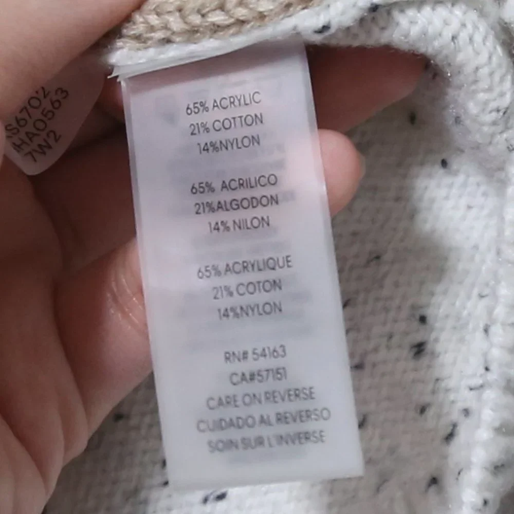 CALVIN KLEIN Acrylic Blend White Mixed Stitch Colorblocked Cowlneck Sweater - Picture 6 of 12